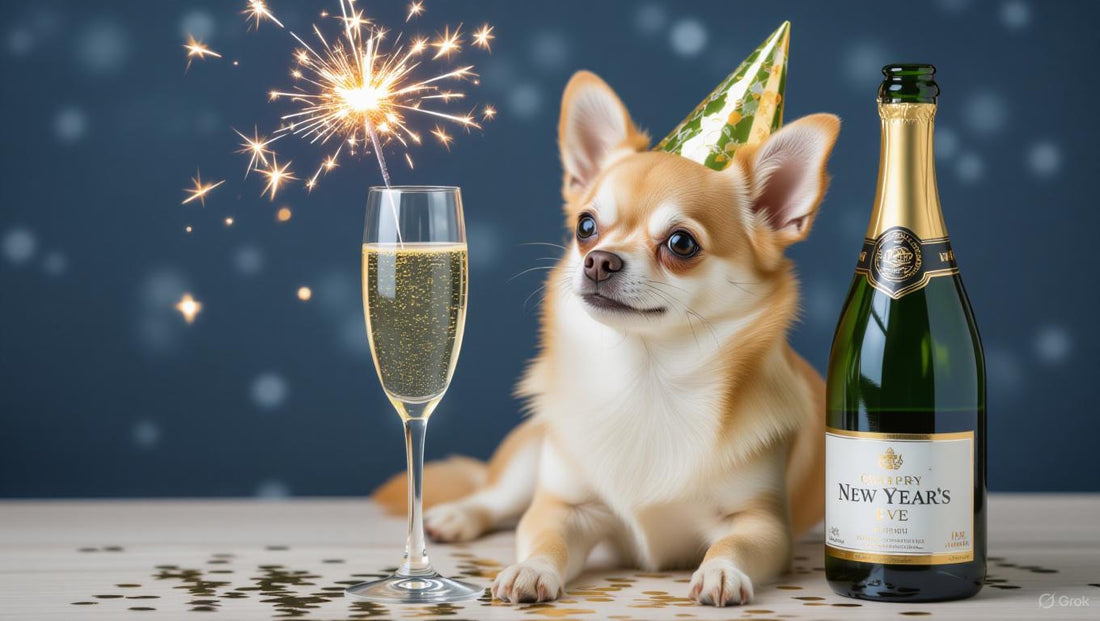 dog celebrating new years